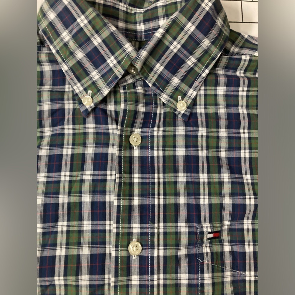 Tommy‎ Hilfiger Men’s Small Green/Blue Button Down Shirt